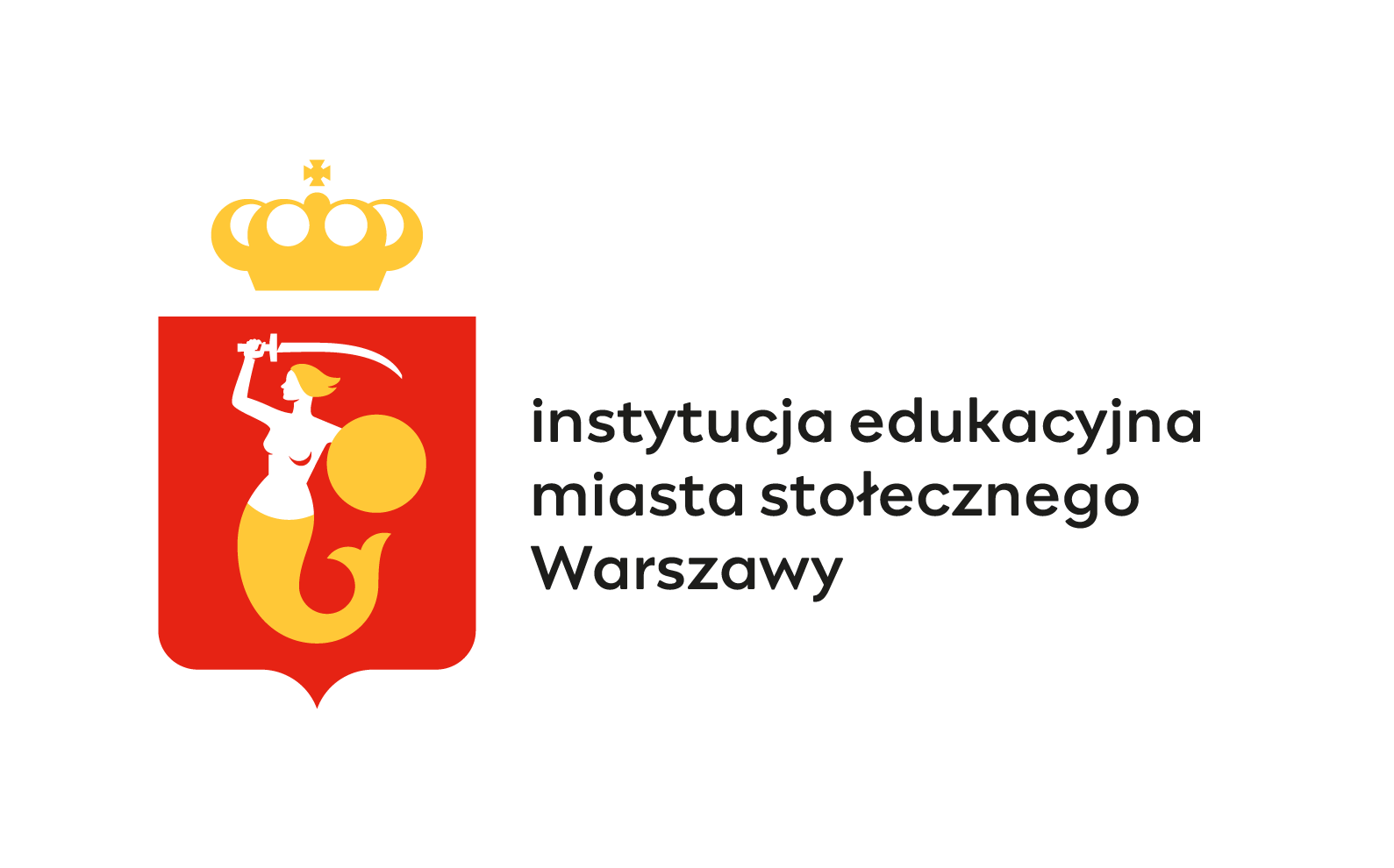 Symbol Warszawy - syrena z napisem jednostka edukacyjna miasta stołecznego Warszawy